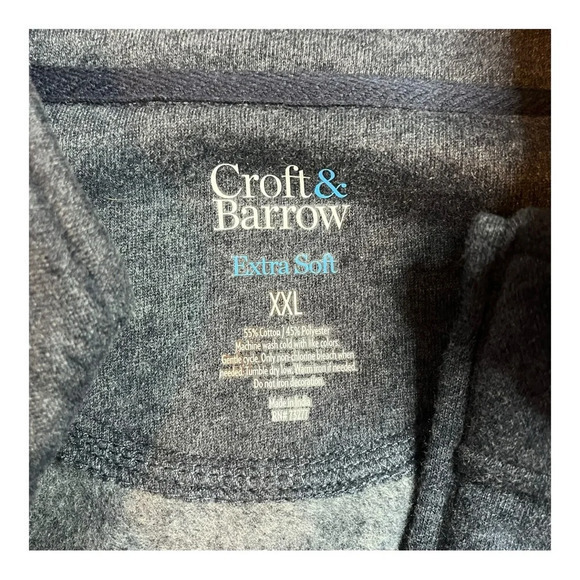 Croft & Barrow Extra Soft 1/4 Zip Fleece‎ Pullover Gray Blue Men Size XXL - Picture 5 of 5